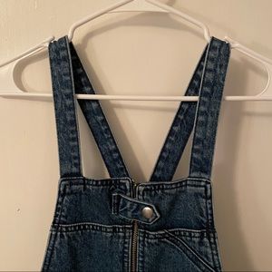 TOPSHOP Denim Overall Dress with zipper